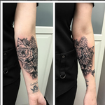 Tattoos - Floral Coverup on Forearm- Instagram @michaelbalesart - 121898